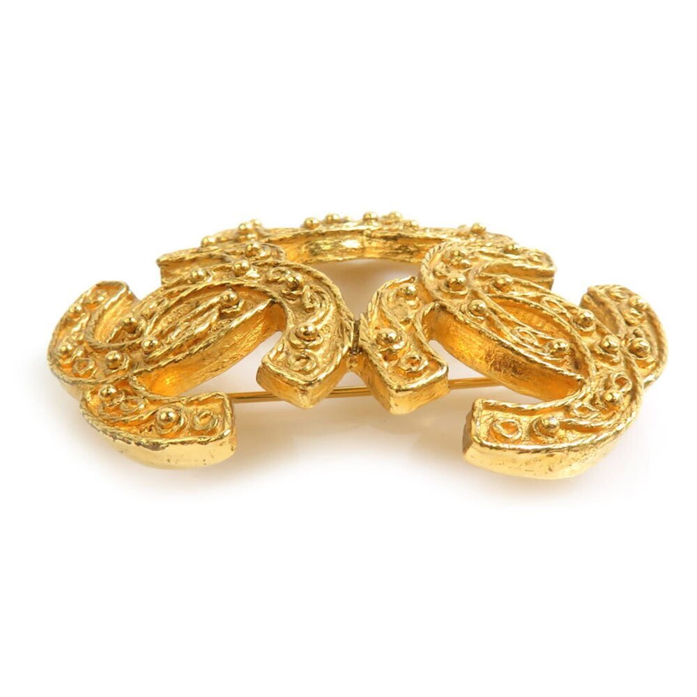 CHANEL Authentic Gold Logo Brooch - Picture 4 of 5